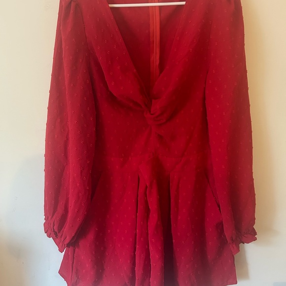 Elegant Red Women's Romper - Picture 2 of 8